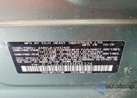 2017 Subaru Forester 2.5I Limited z USA, uszkodzony, nr VIN JF2SJAJC6HH484324